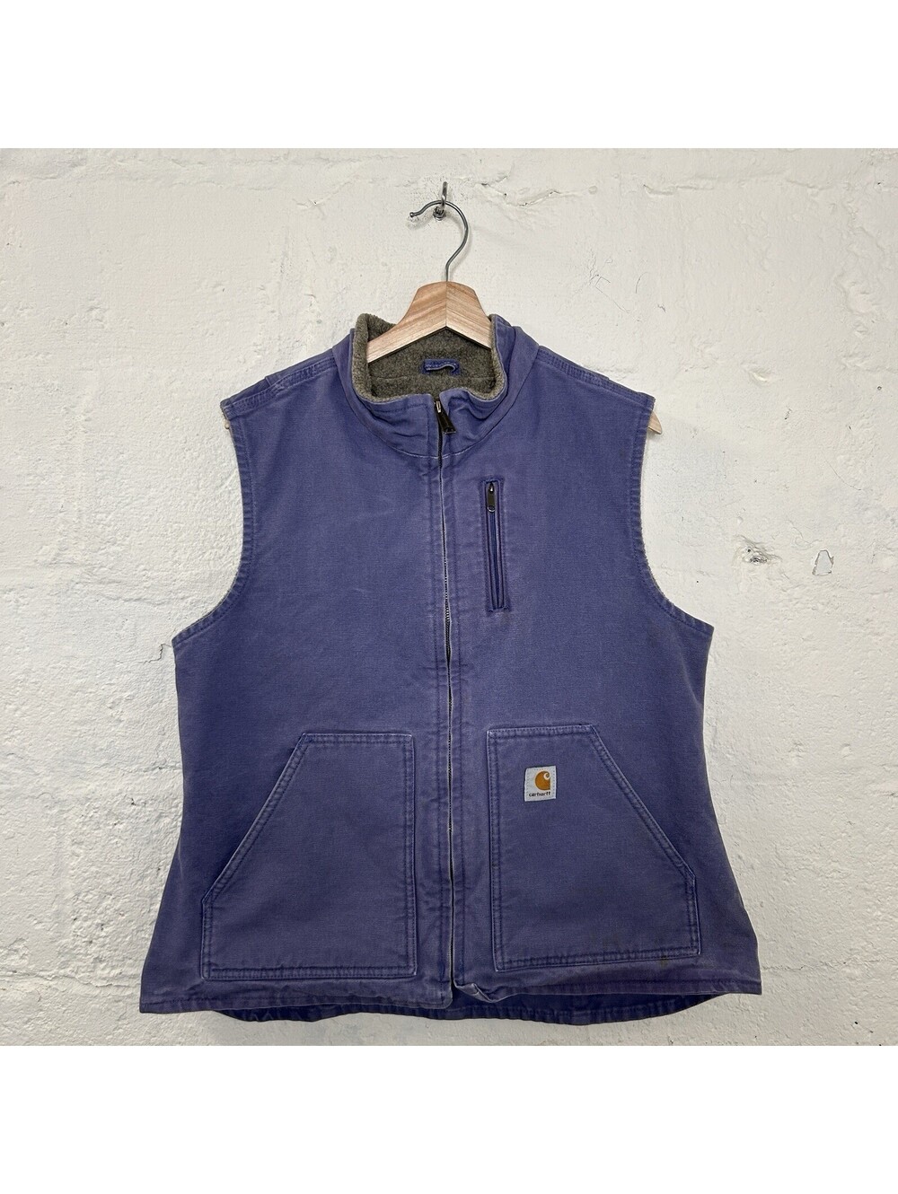 Vintage Carhartt Sherpa-Lined Mock-Neck Vest “Blue Dusk”